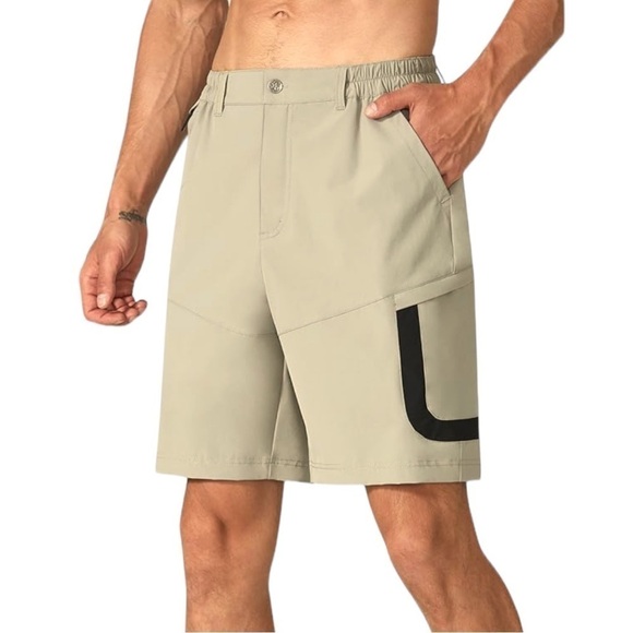 EZRUN Tactical Cargo Shorts Hiking Fishing Cycling  Water Repellent Khaki NWT - Picture 1 of 14